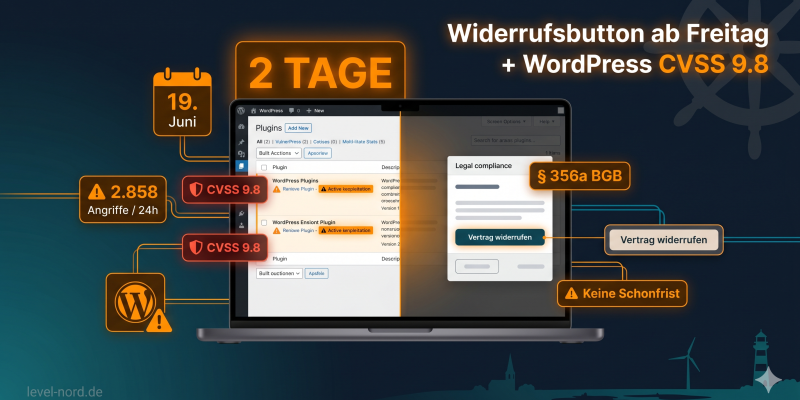Widerrufsbutton ab Freitag + WordPress CVSS 9.8