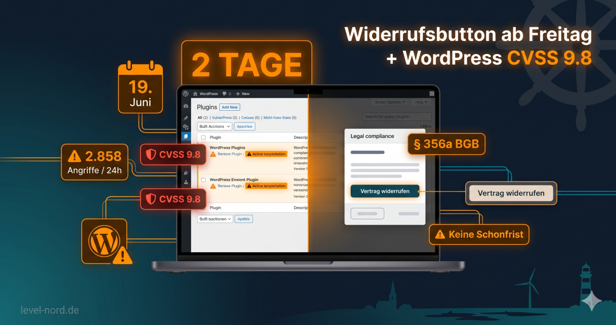 Widerrufsbutton ab Freitag + WordPress CVSS 9.8
