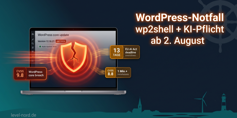 WordPress-Notfall wp2shell + KI-Pflicht ab 2. August