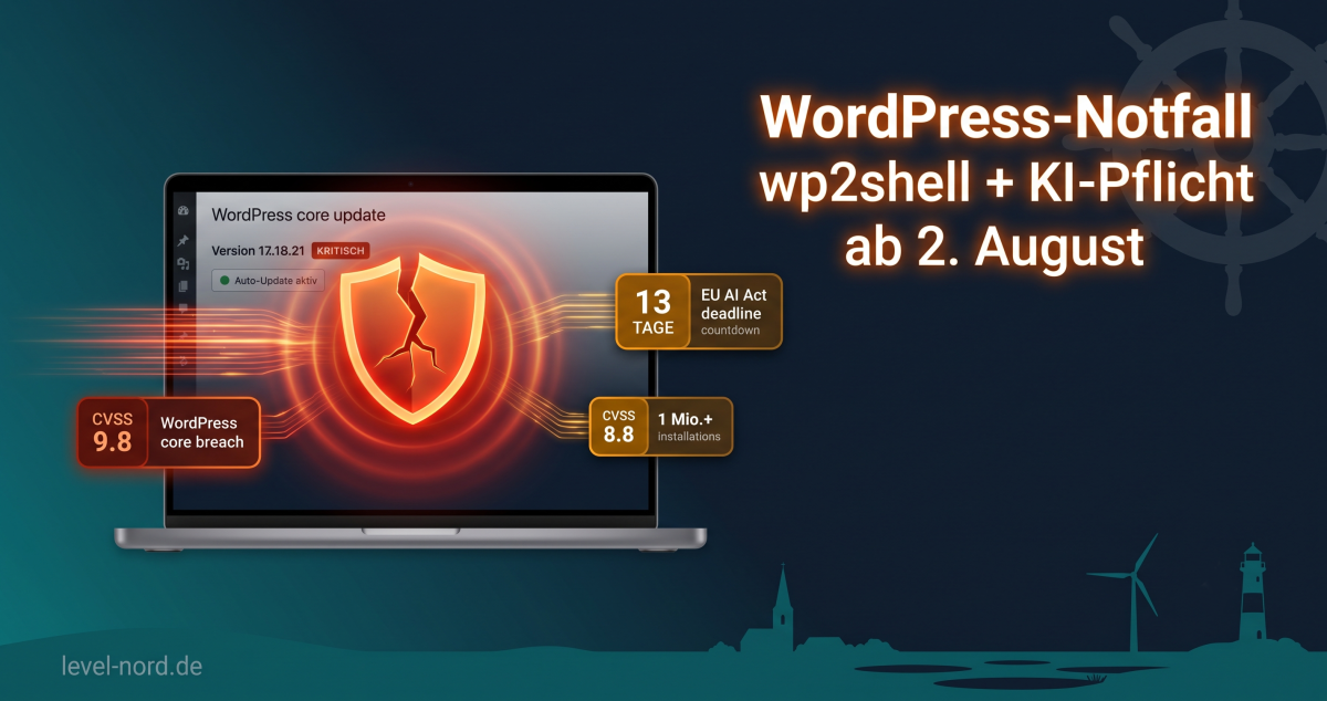 WordPress-Notfall wp2shell + KI-Pflicht ab 2. August